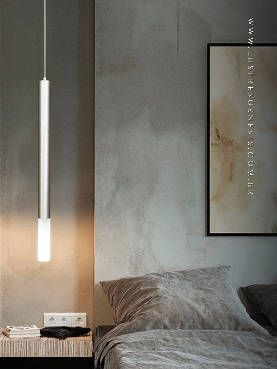 Lustre Pendente Ice I Metalúrgica Itamonte Ø2,5cm Luminaria para Bancada de Cozinha, Balcão de Cozinha, Lavabo e Suite Master